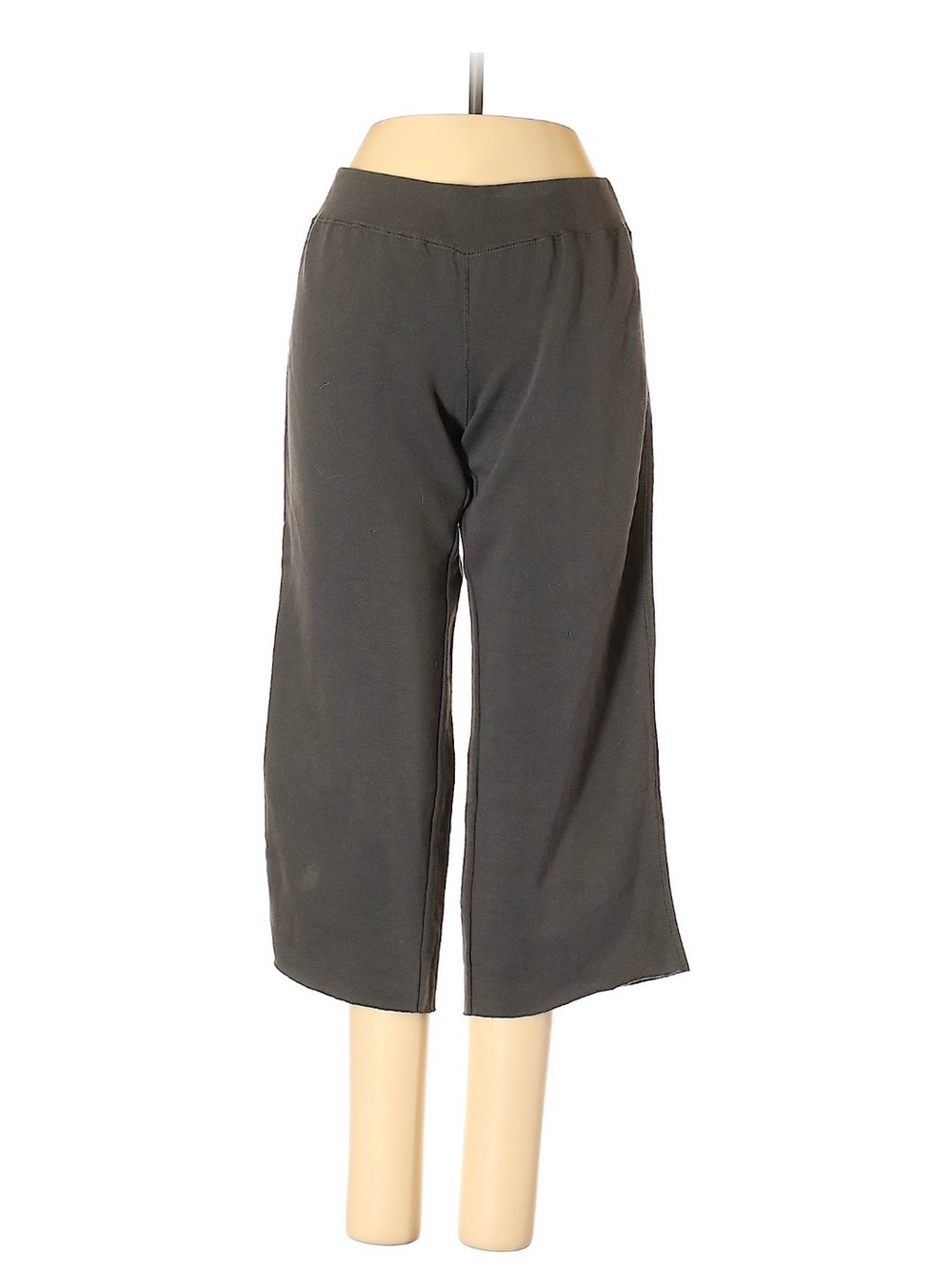 JANSPORT Cut-Off Cropped Wide-Leg Knit Pants in Dark Gray